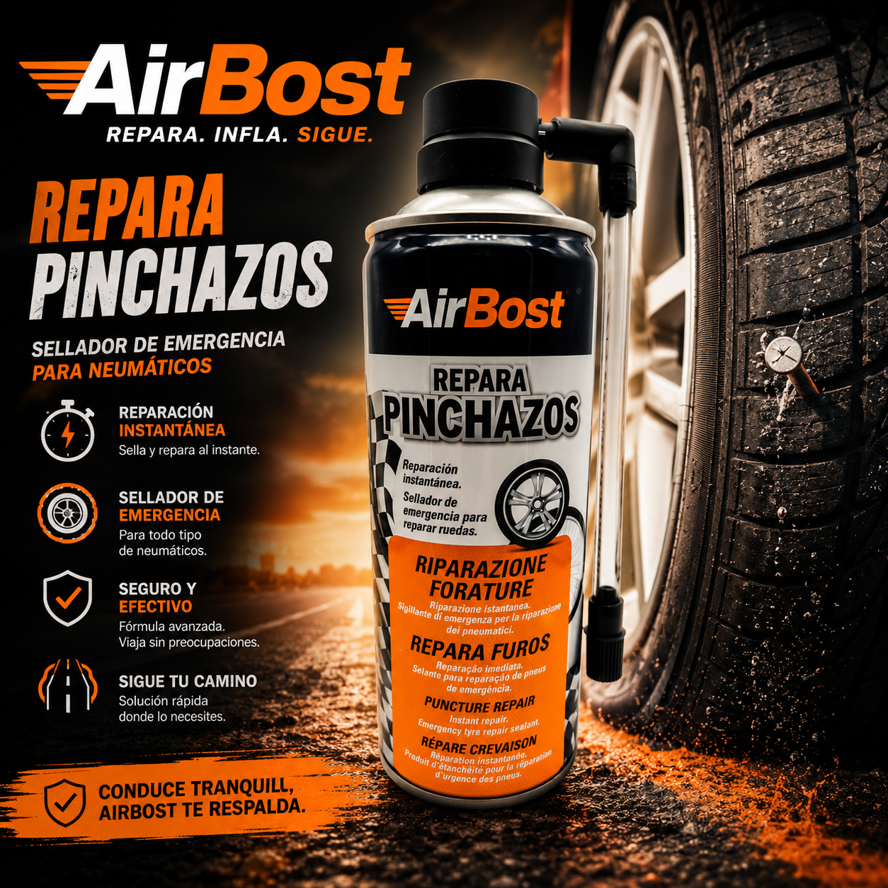 AirBost™-Reparador de Pinchazos